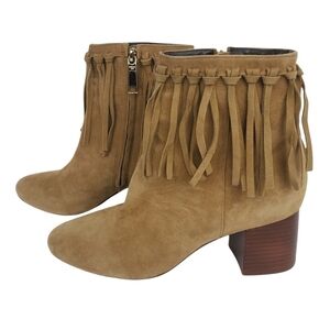 Rachel Zoe Suede Fringe Ankle Boots 7 Tan